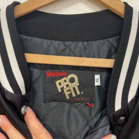 Vtg King Louie Mens Pro Fit Satin Varsity Bomber Jacket "Operating Engineers" XL - Picture 5 of 7